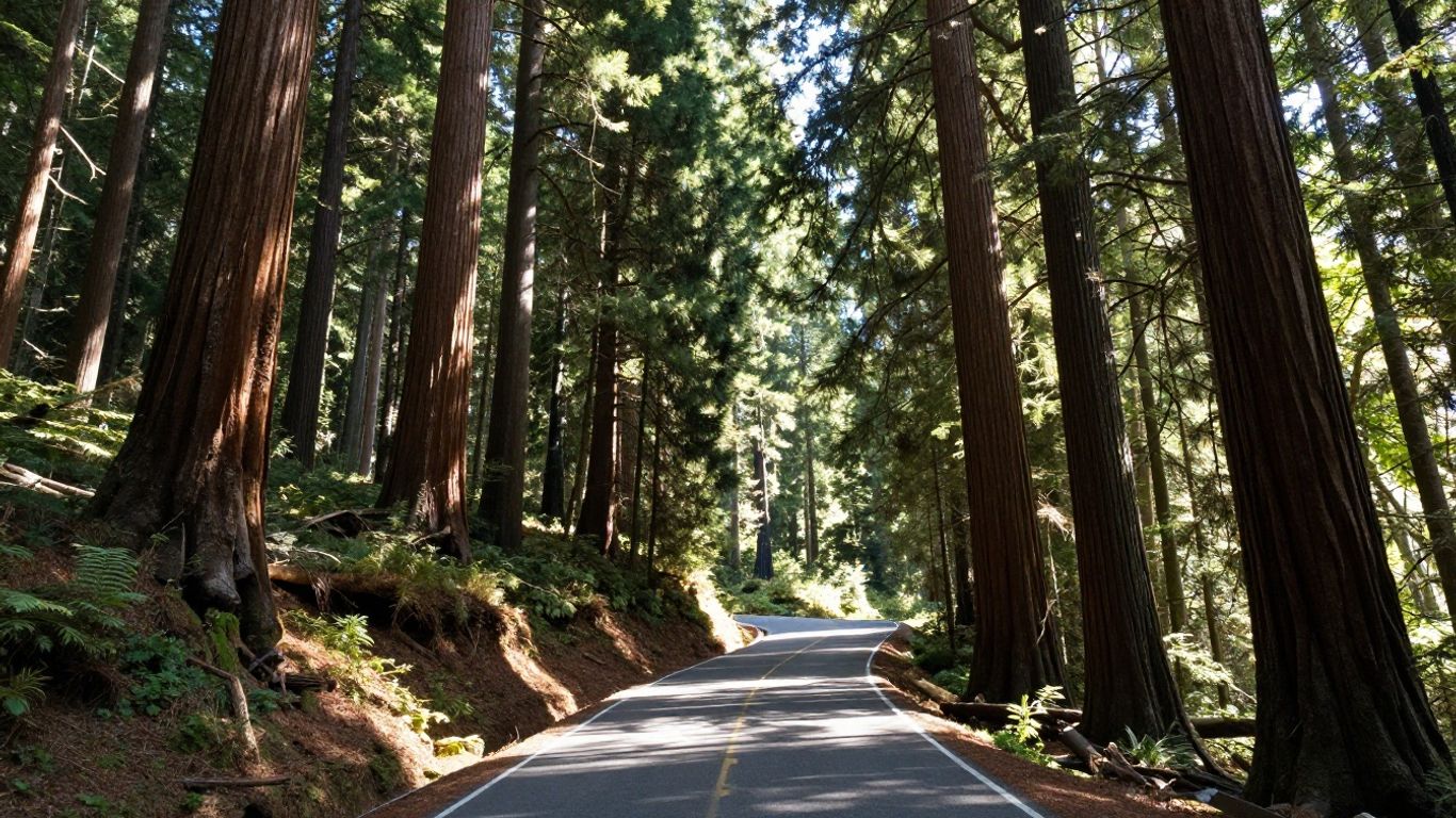 Scenic mountain road leading to Sequoia