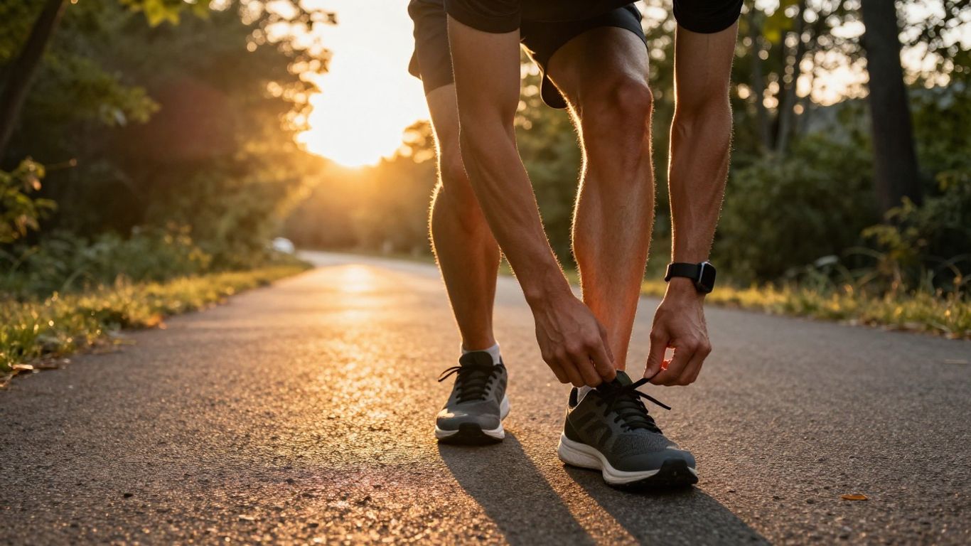 Athlete training at sunset