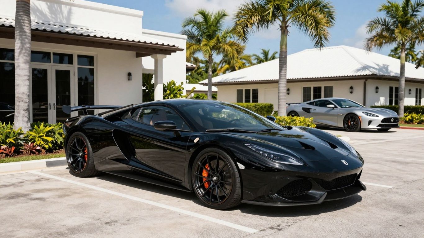 Luxury vehicle fleet in a sun-drenched setting