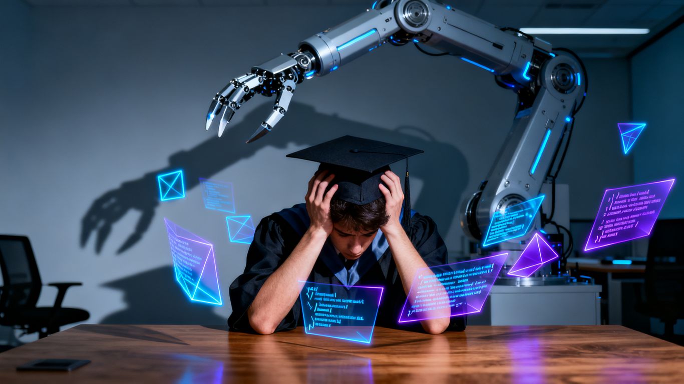 Graduate overwhelmed by AI and automation in job market.