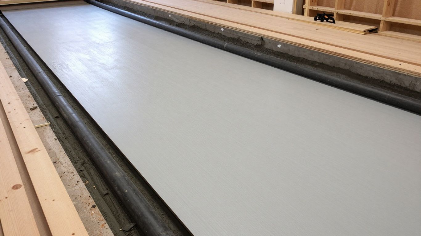 Contractors preparing a heated sports hall floor