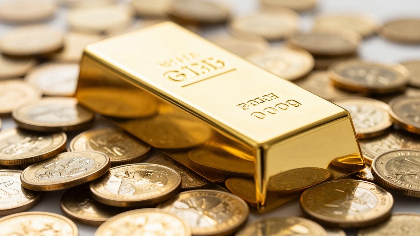Barras e moedas de ouro