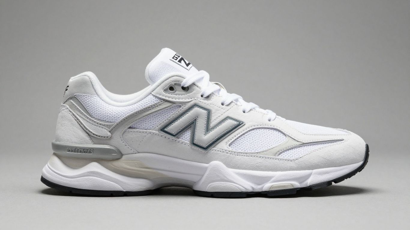 Noul model New Balance 9060 White, detaliat.