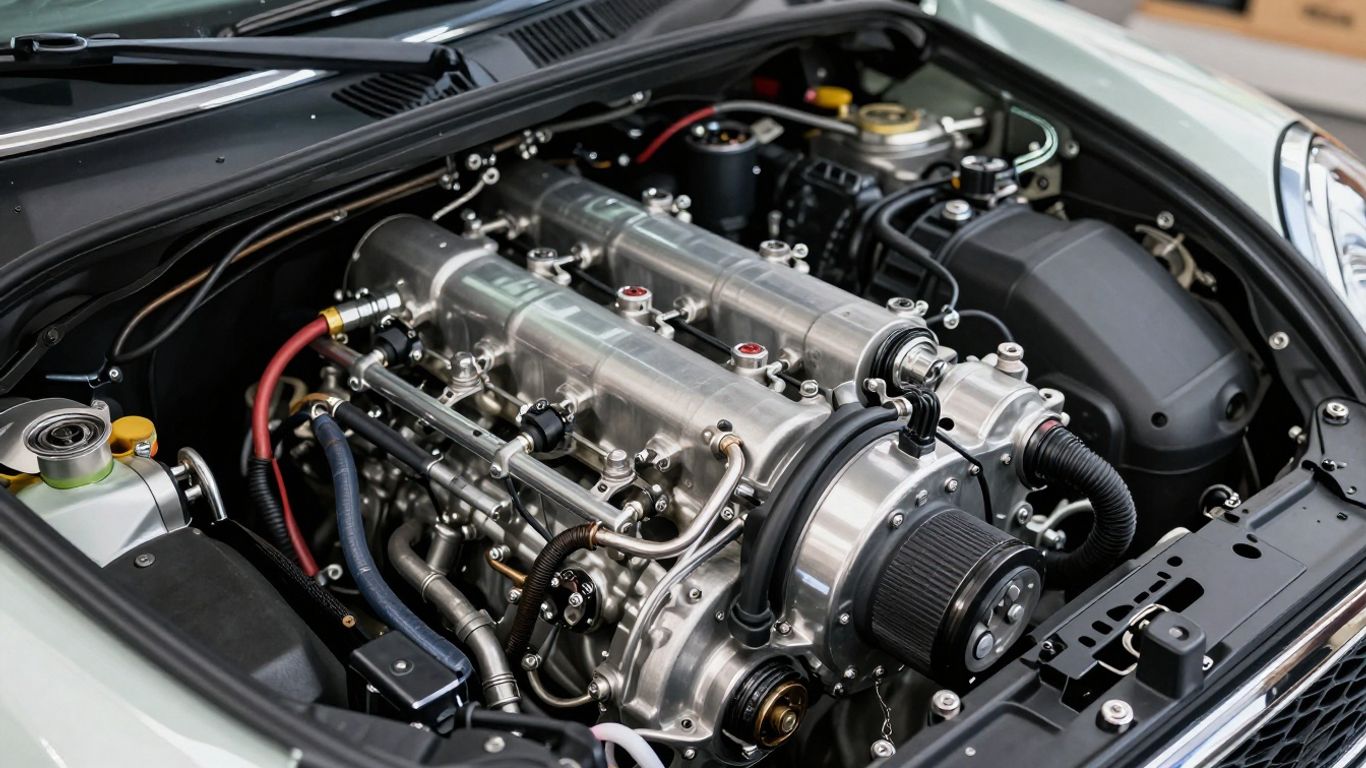 Used Mini Cooper S engine in a workshop