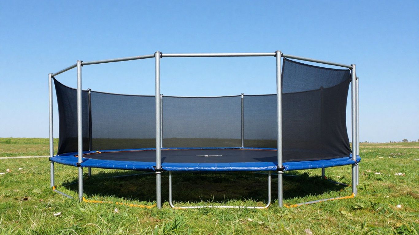 Large trampoline outdoors on a sunny day.