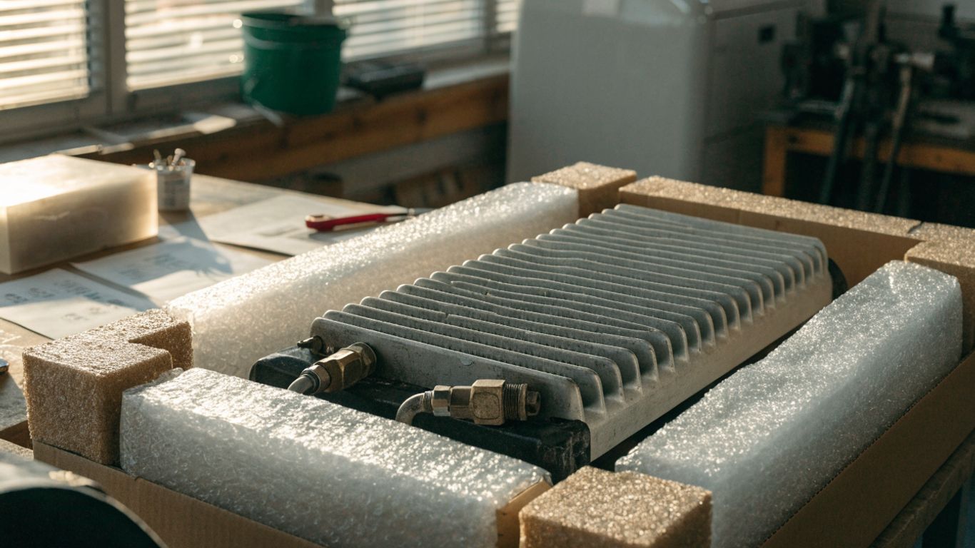 Carefully packed used radiator ready for shipment