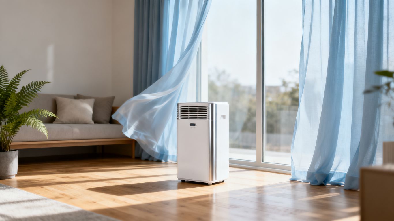 Household dehumidifier in a bright room