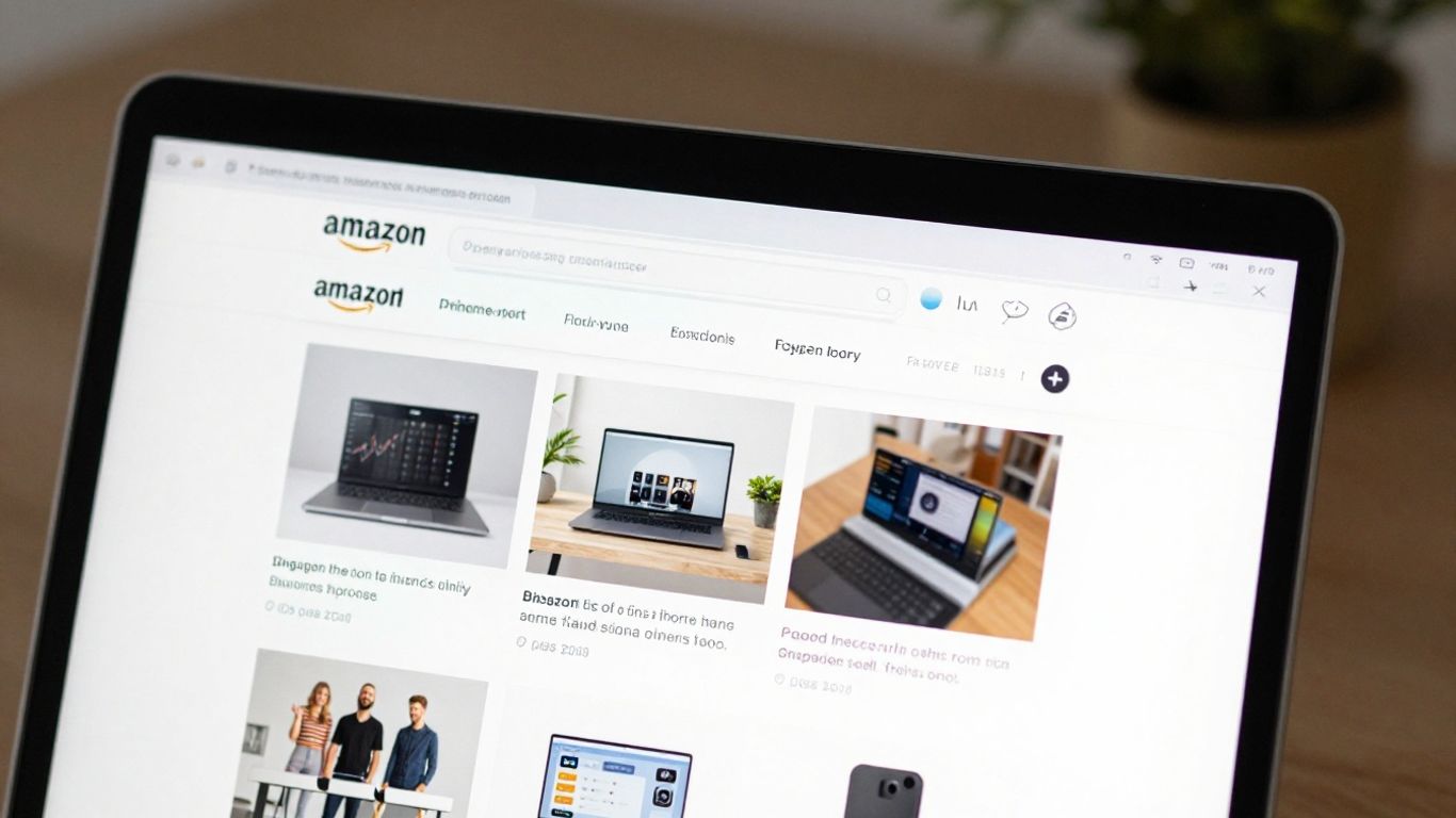 Amazon product page on a laptop screen.