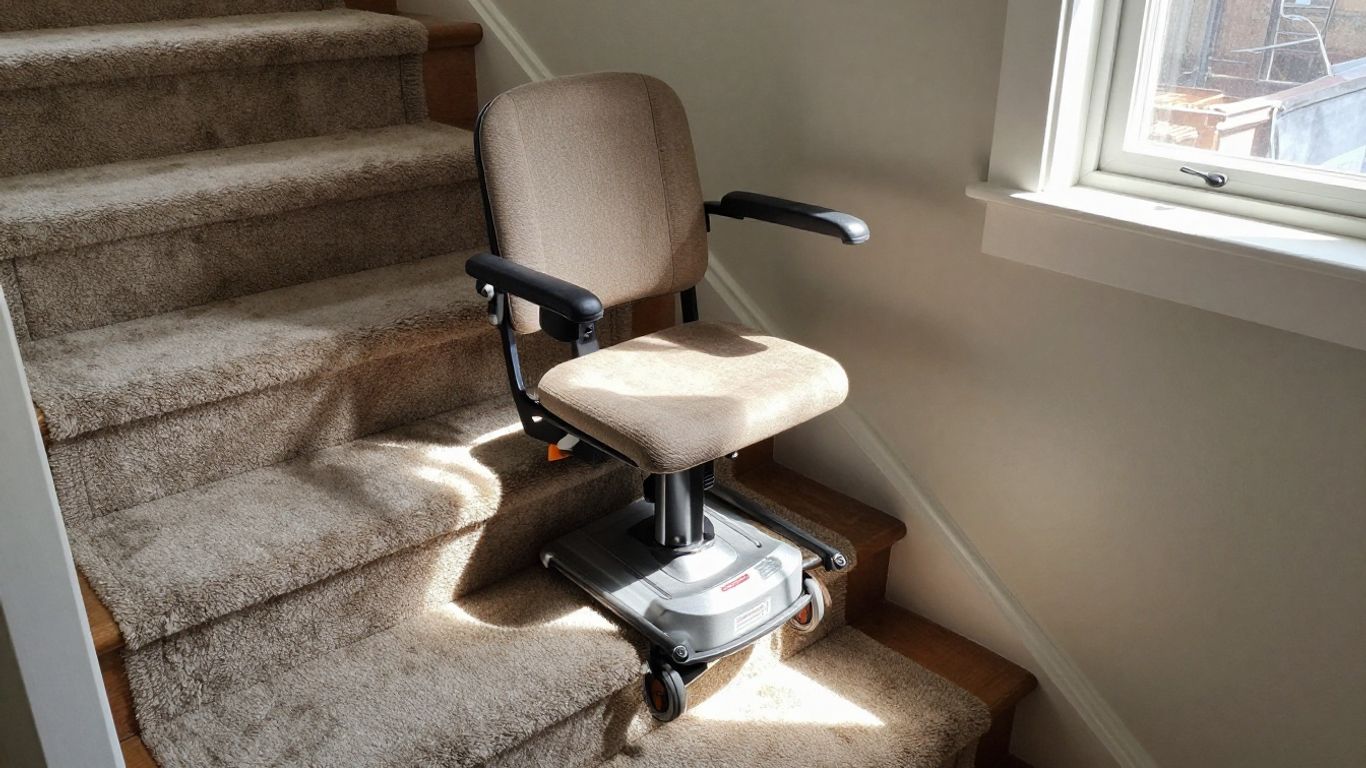Stairlift on carpeted stairs