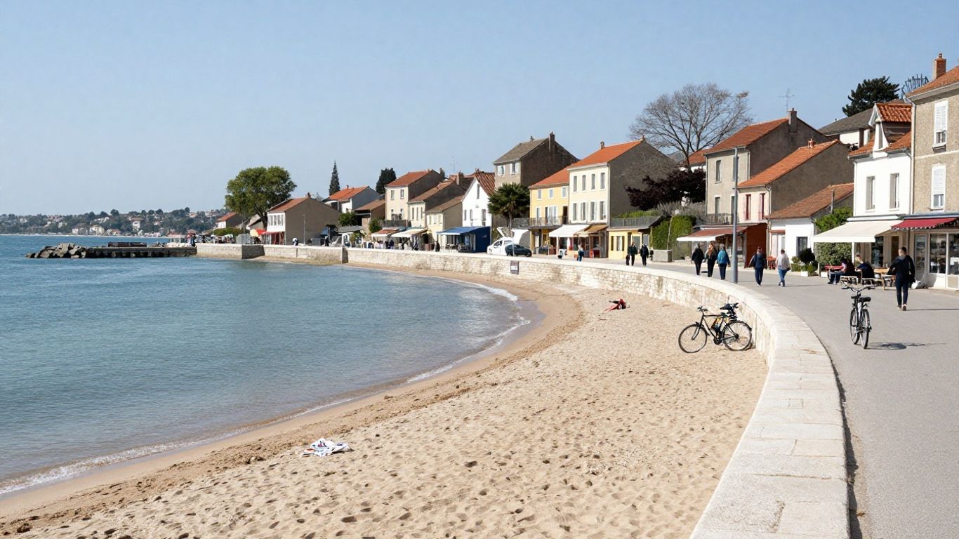 Promenade côtière française au lever du jour