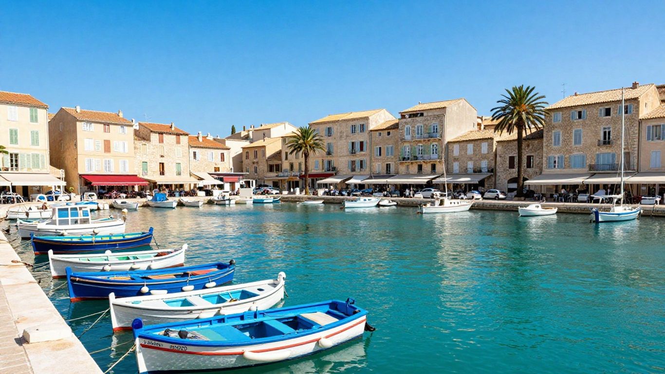 Port de La Ciotat avec bateaux de pêche colorés et bâtiments anciens.