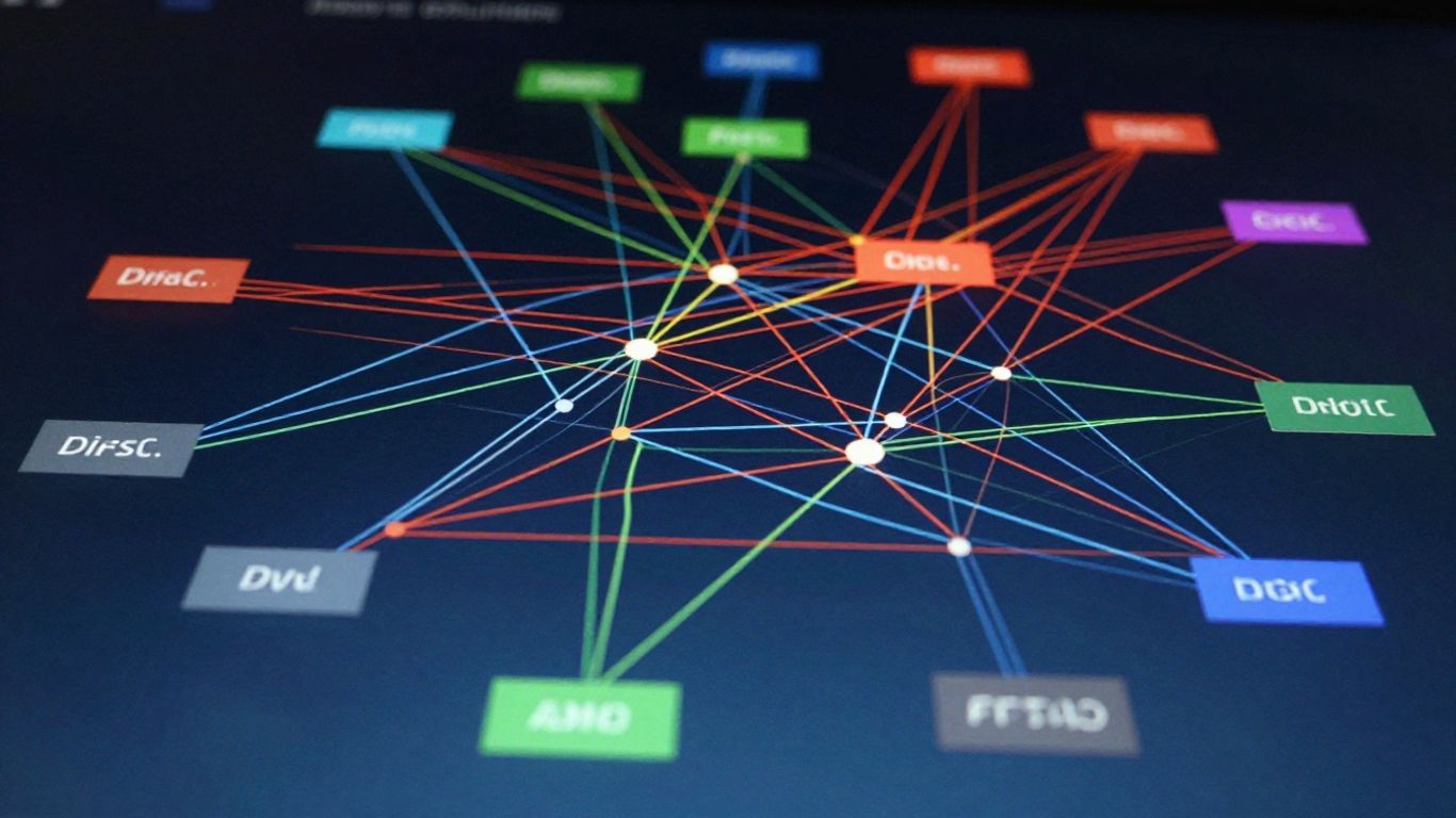 Digital dashboard showing interconnected backlinks analysis.
