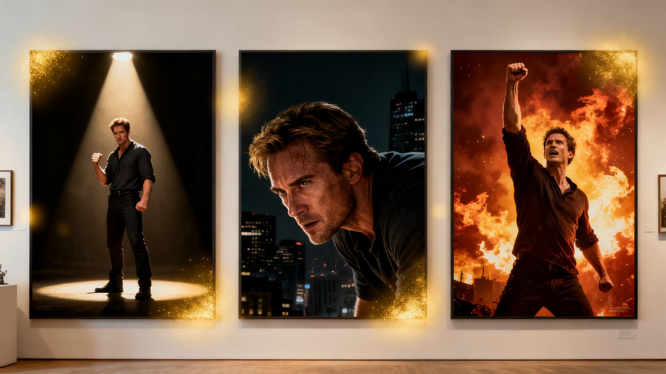 Three movie posters with actors, highlighting streaming picks.