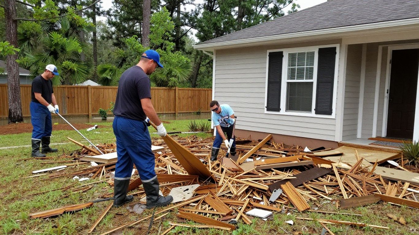 Flood damage cleanup in a Berkeley Lake, Georgia home.