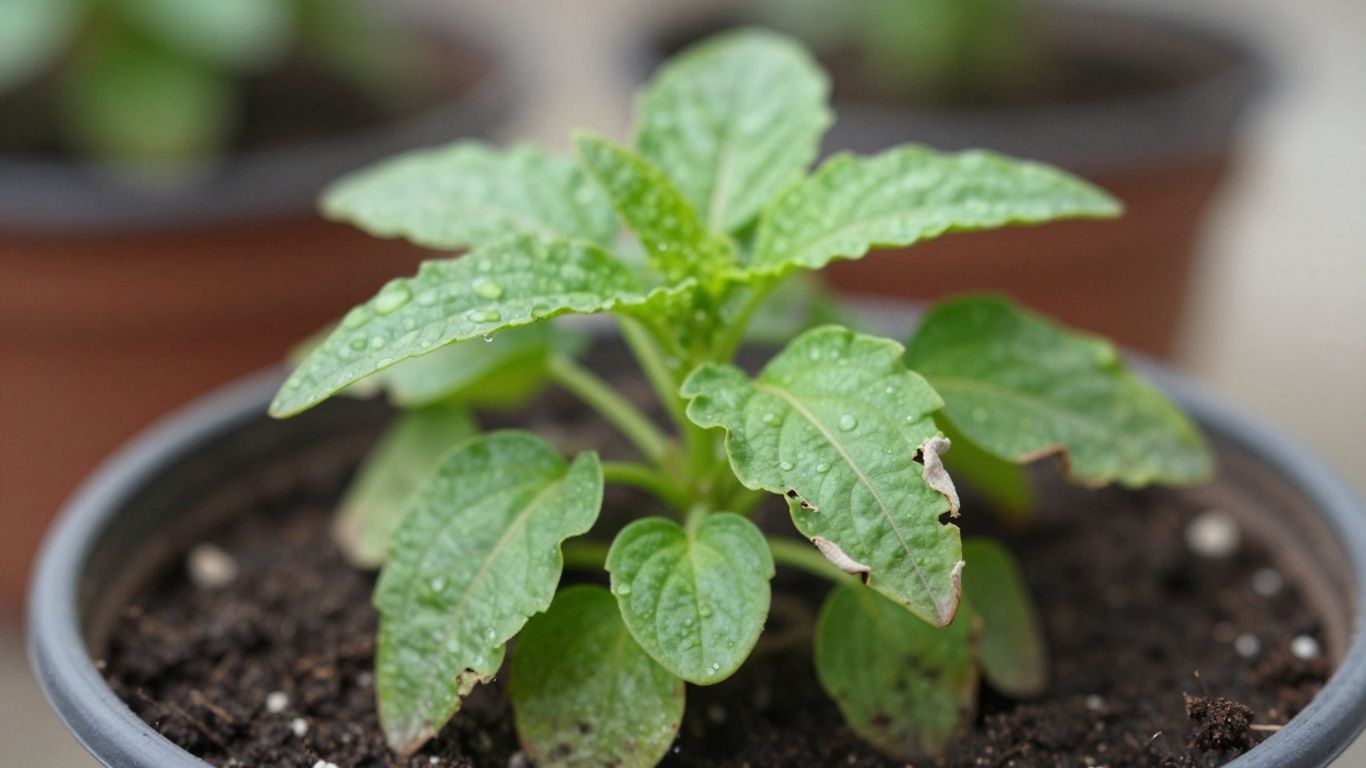Welke Pflanze im Topf mit traurigen Blättern