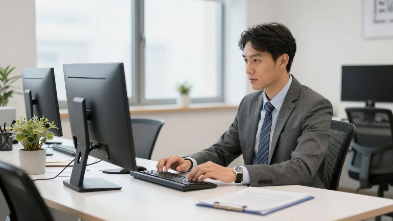 Manager checking time tracking interface