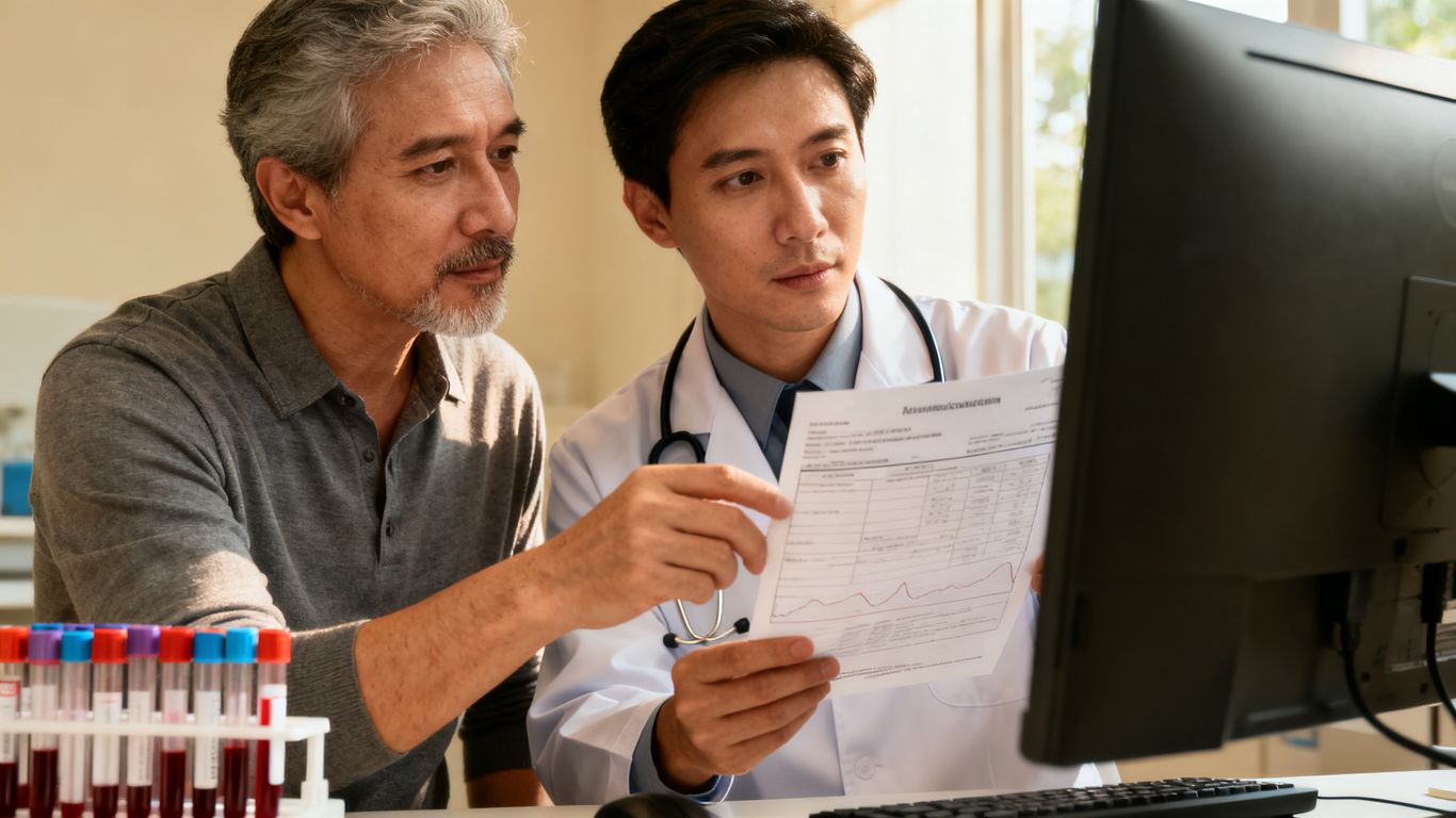 Clinician reviewing hormone results with patient