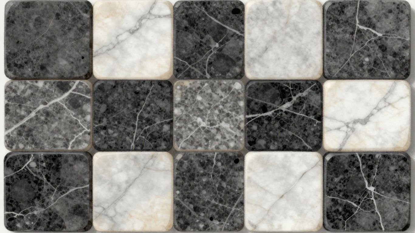 Tumbled checkerboard marble tiles sketch