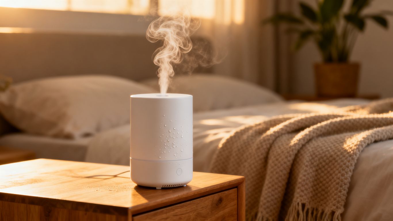 A minimalist interior space with a humidifier