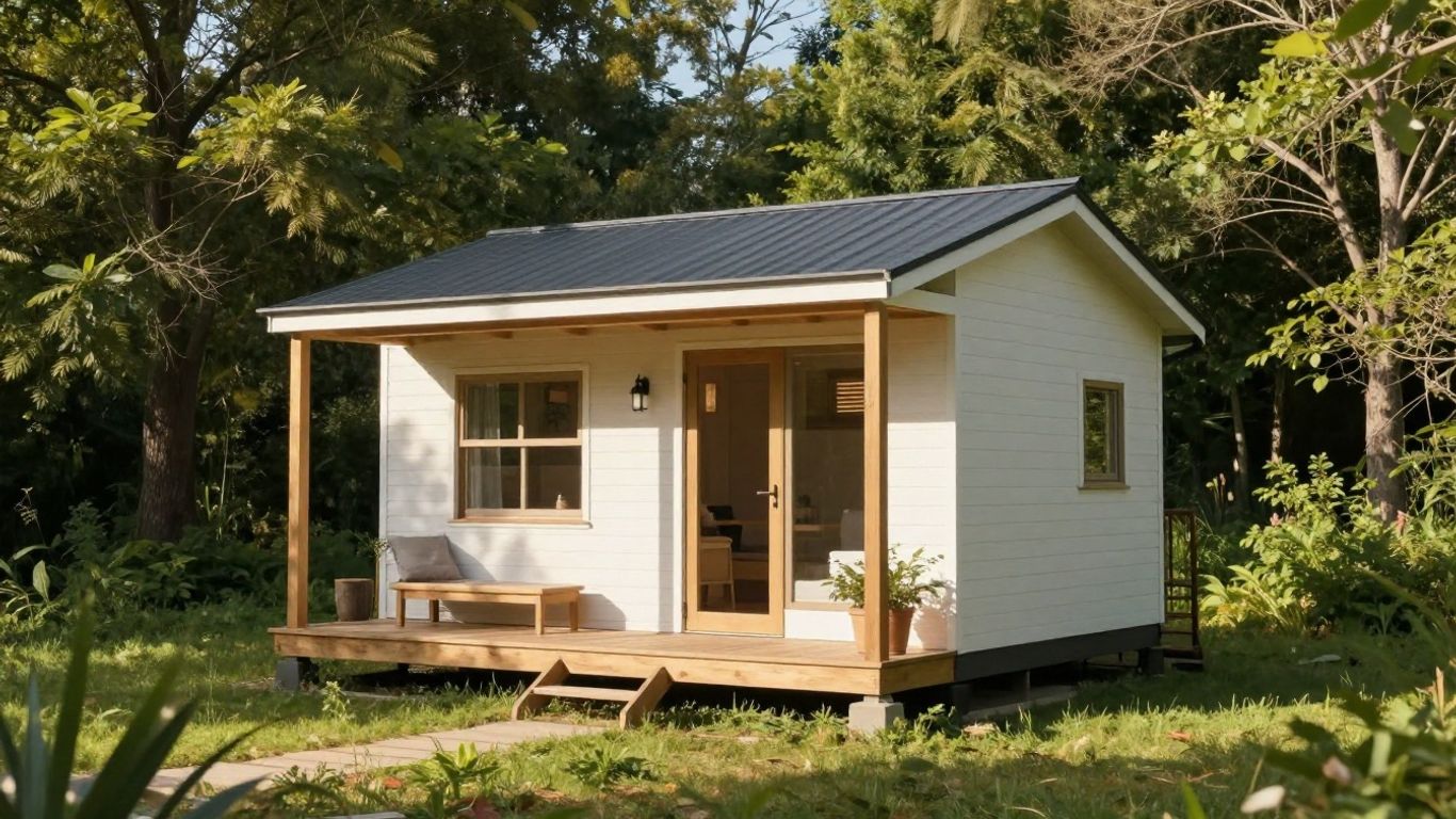 Tiny house in a scenic natural setting.