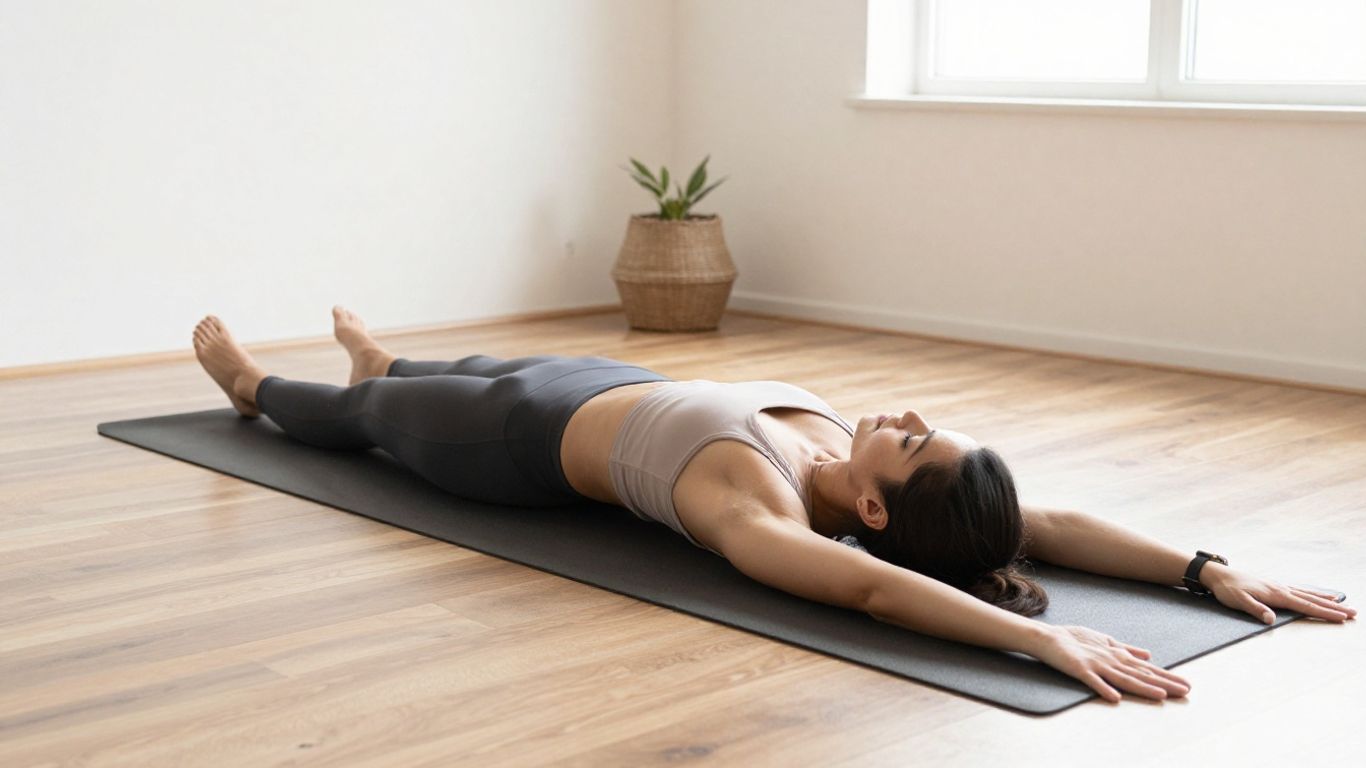 Person practicing yoga in a bright, peaceful studio.