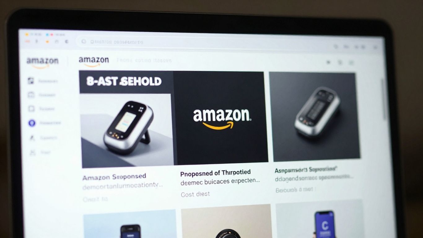 Amazon ad placements on a digital screen.