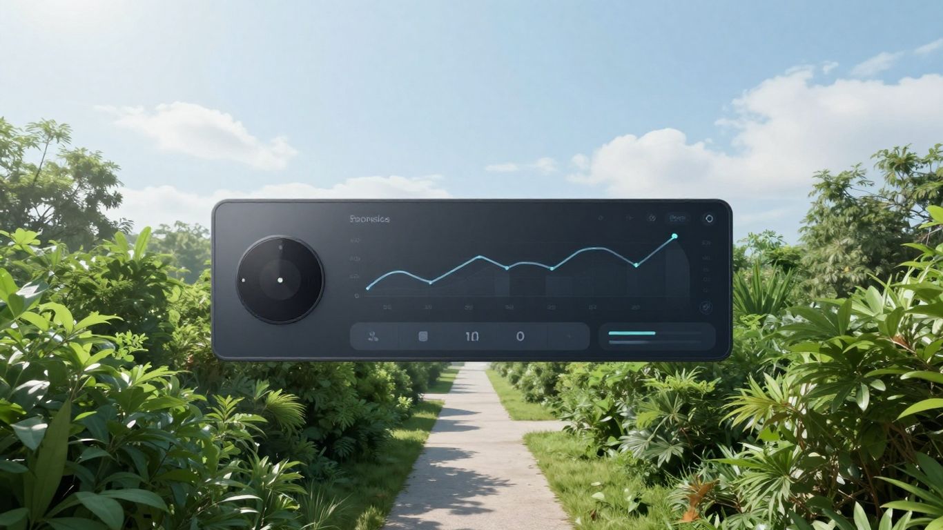Digital interface showing a clear path forward with green foliage.