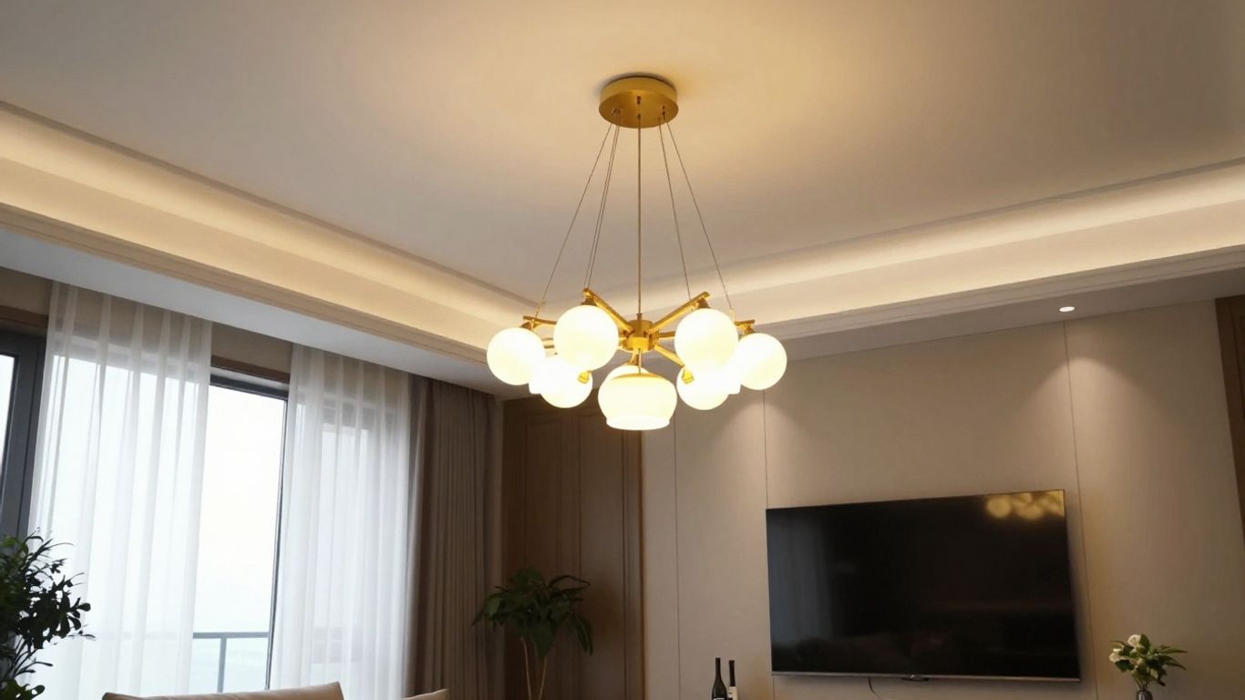 Stylish lights and pendants illuminating a modern living space.