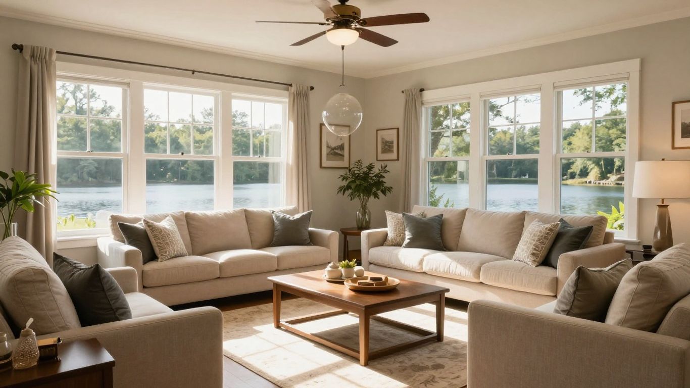 Modern living room renovation in Berkeley Lake, Georgia.