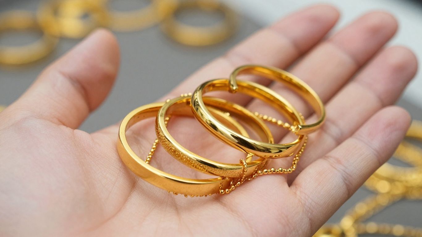 Bijoux en or dans une main