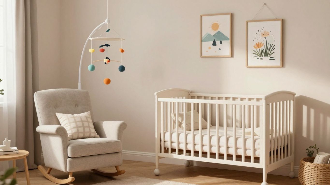 Budget nursery with DIY decor and soft pastel colors.