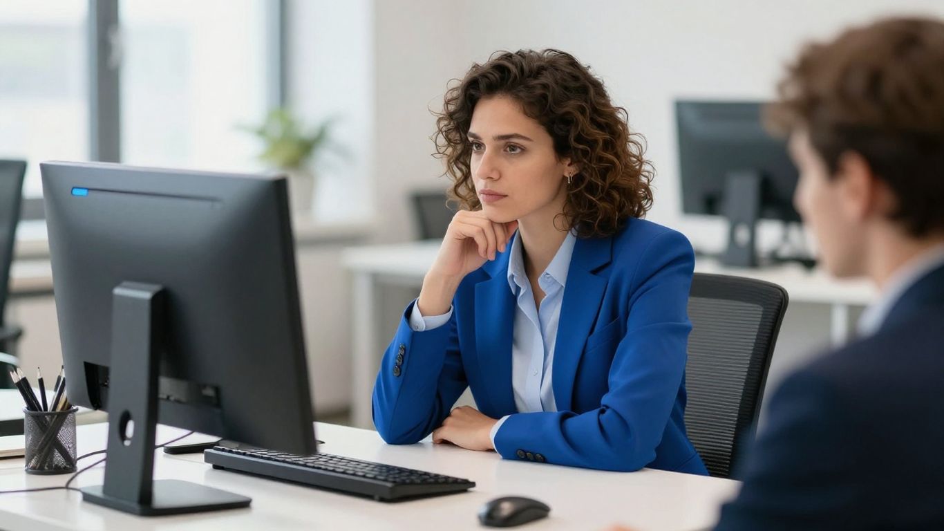 Person im Büro mit blauen Akzenten