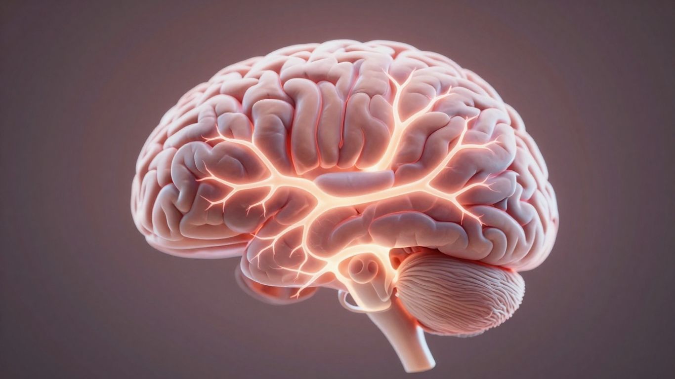 Cérebro humano com conexões neurais brilhantes.