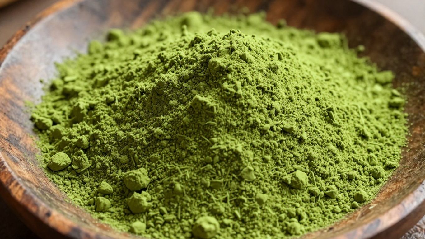 Bulk matcha powder in a wooden scoop