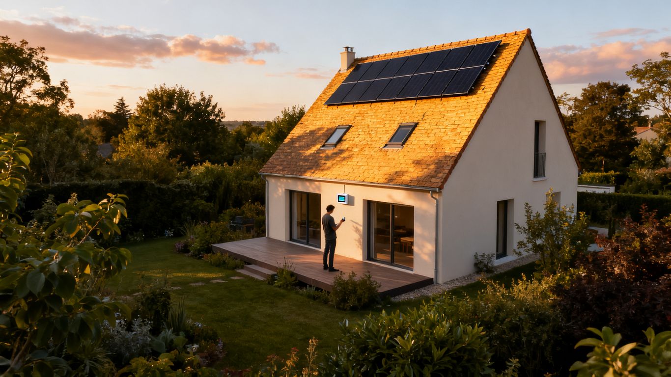 Panneaux photovoltaïques sur une maison ensoleillée