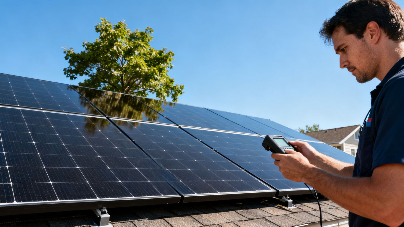 Vue rapprochée de panneaux solaires sur toiture ensoleillée