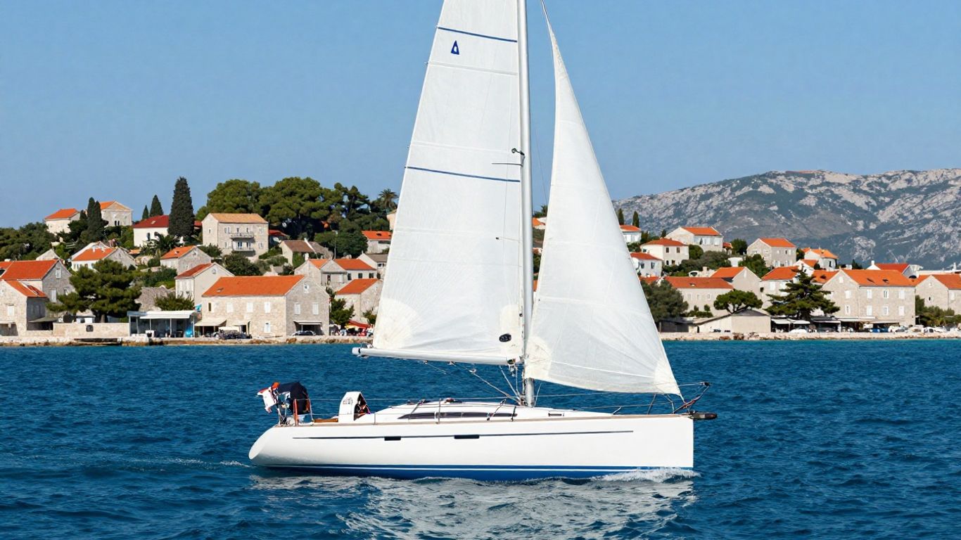 Sailboat on the Adriatic Sea near Croatia.