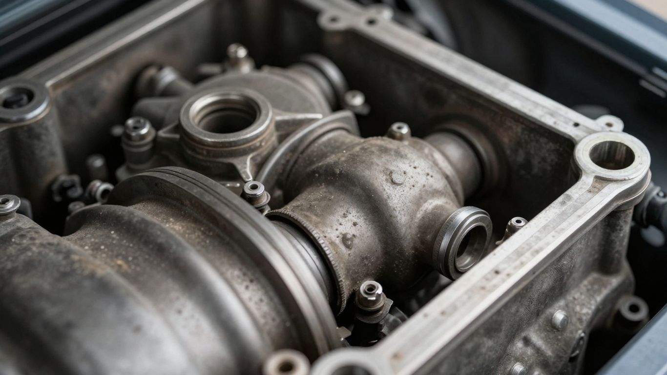 Engine parts showing wear from idling.