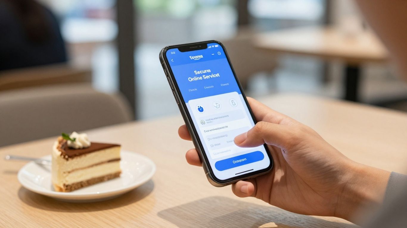 Customer comparing secure online service options