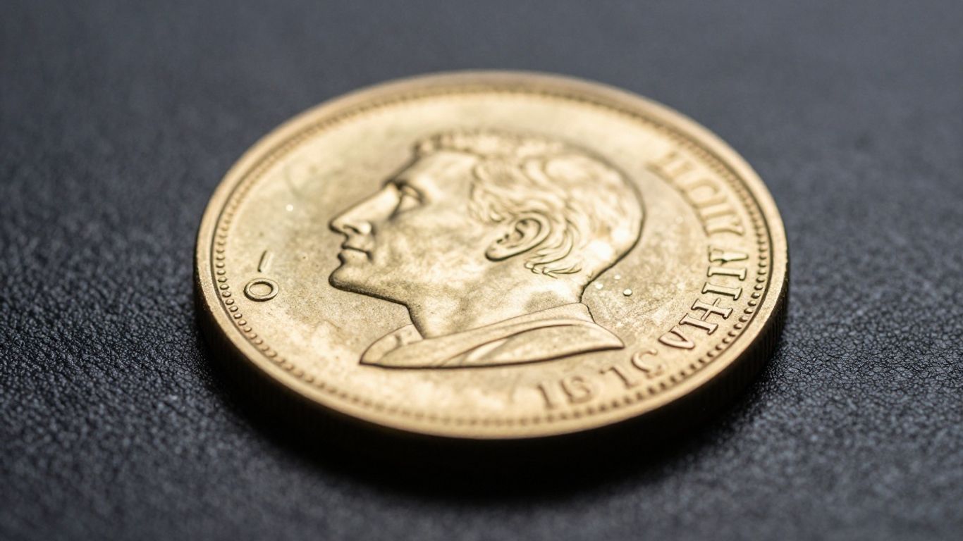 Secure gold coin with intricate details.