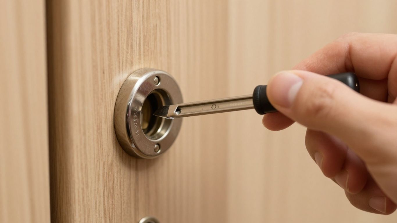 Lock pick set near a door lock.