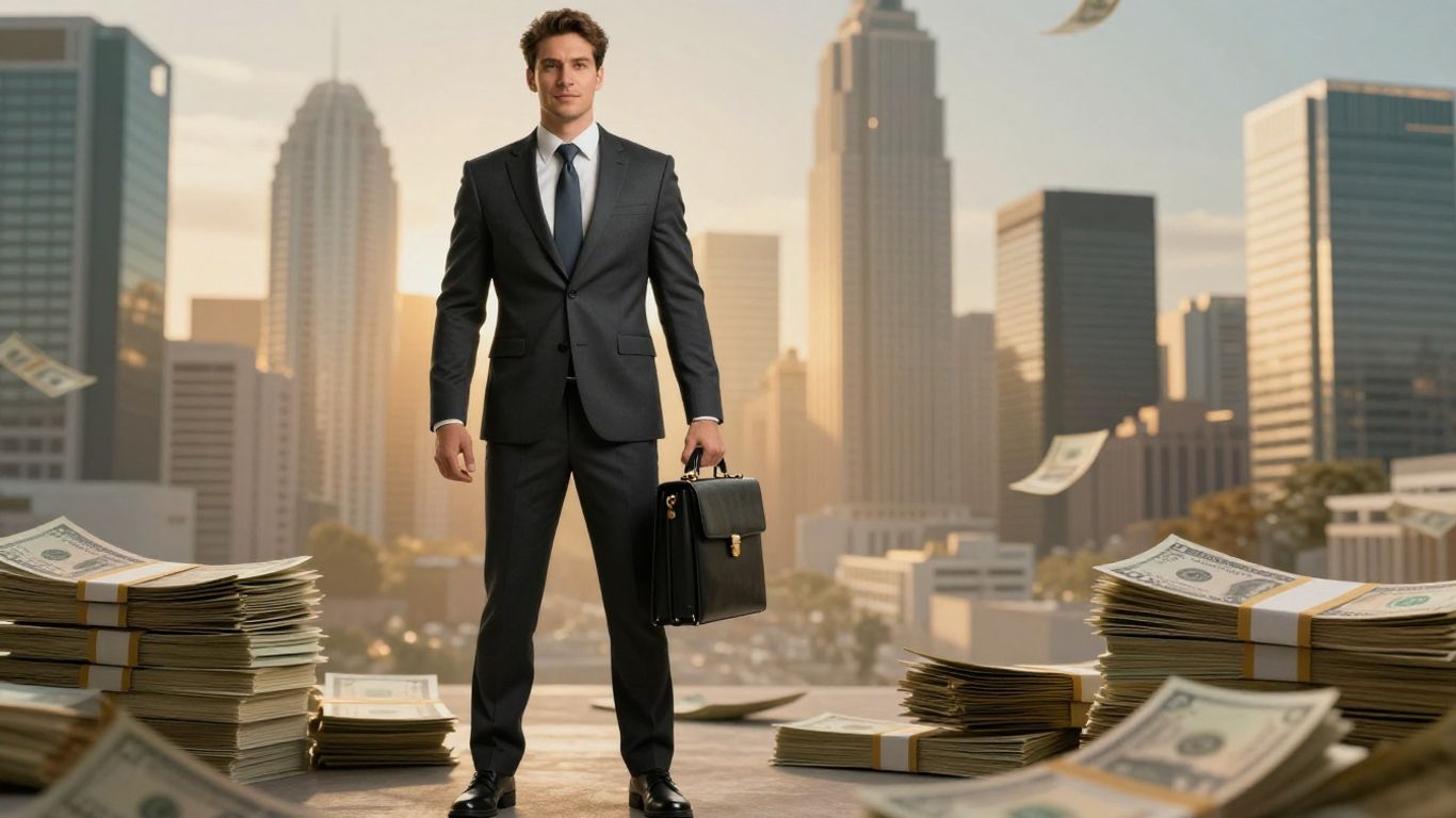 Insurance broker achieving financial success and growth.