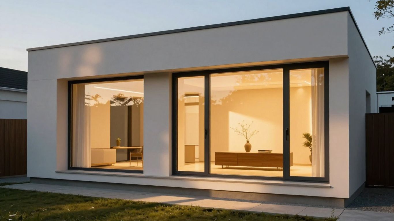 Fenêtre solaire moderne intégrée dans une maison contemporaine.