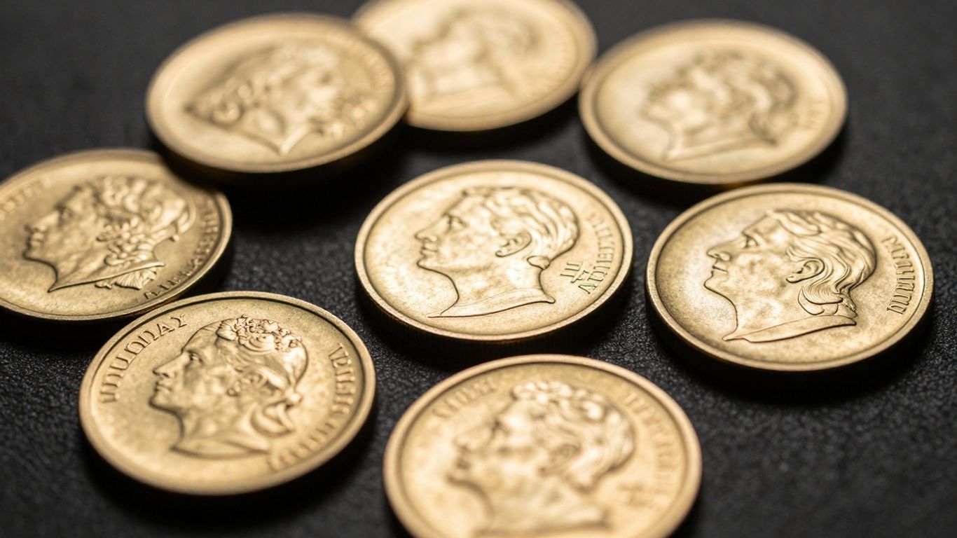 Shiny and detailed collectible gold coins.