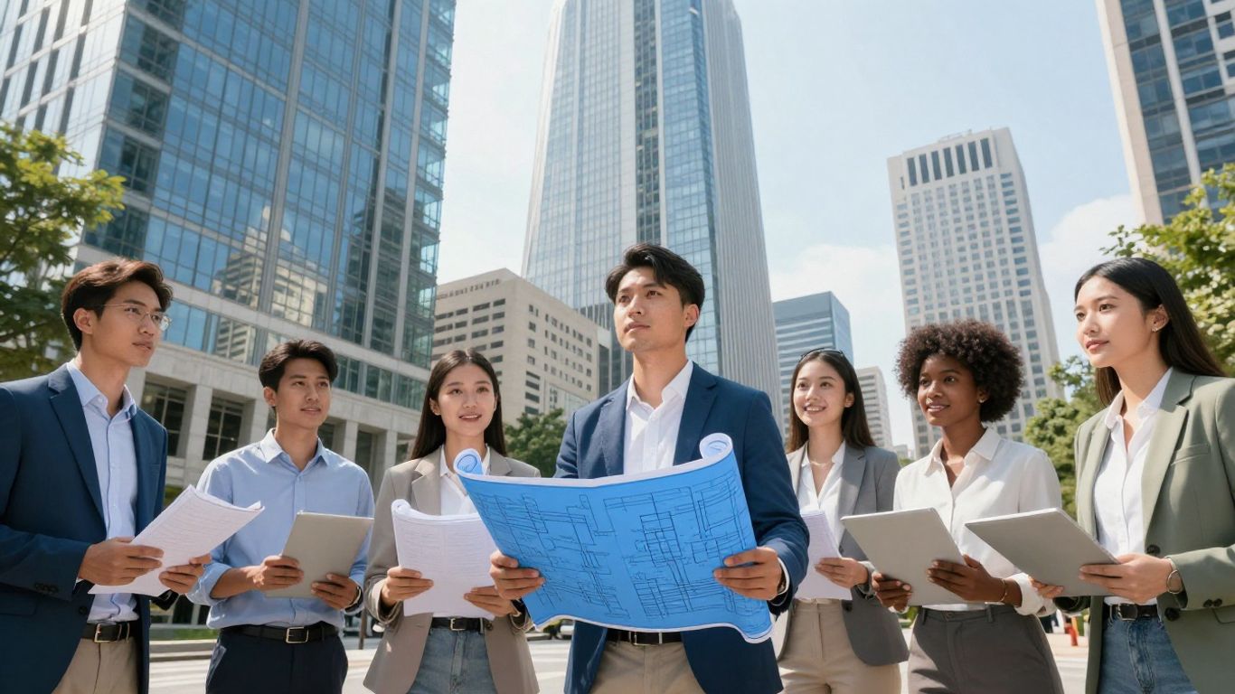 Atlanta skyline with real estate interns