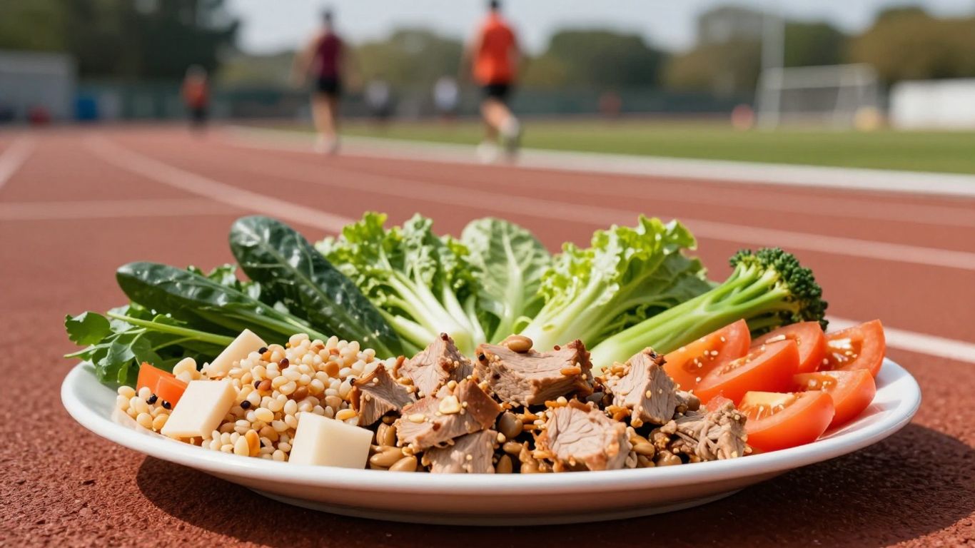 Assiette colorée de nourriture saine pour sportifs