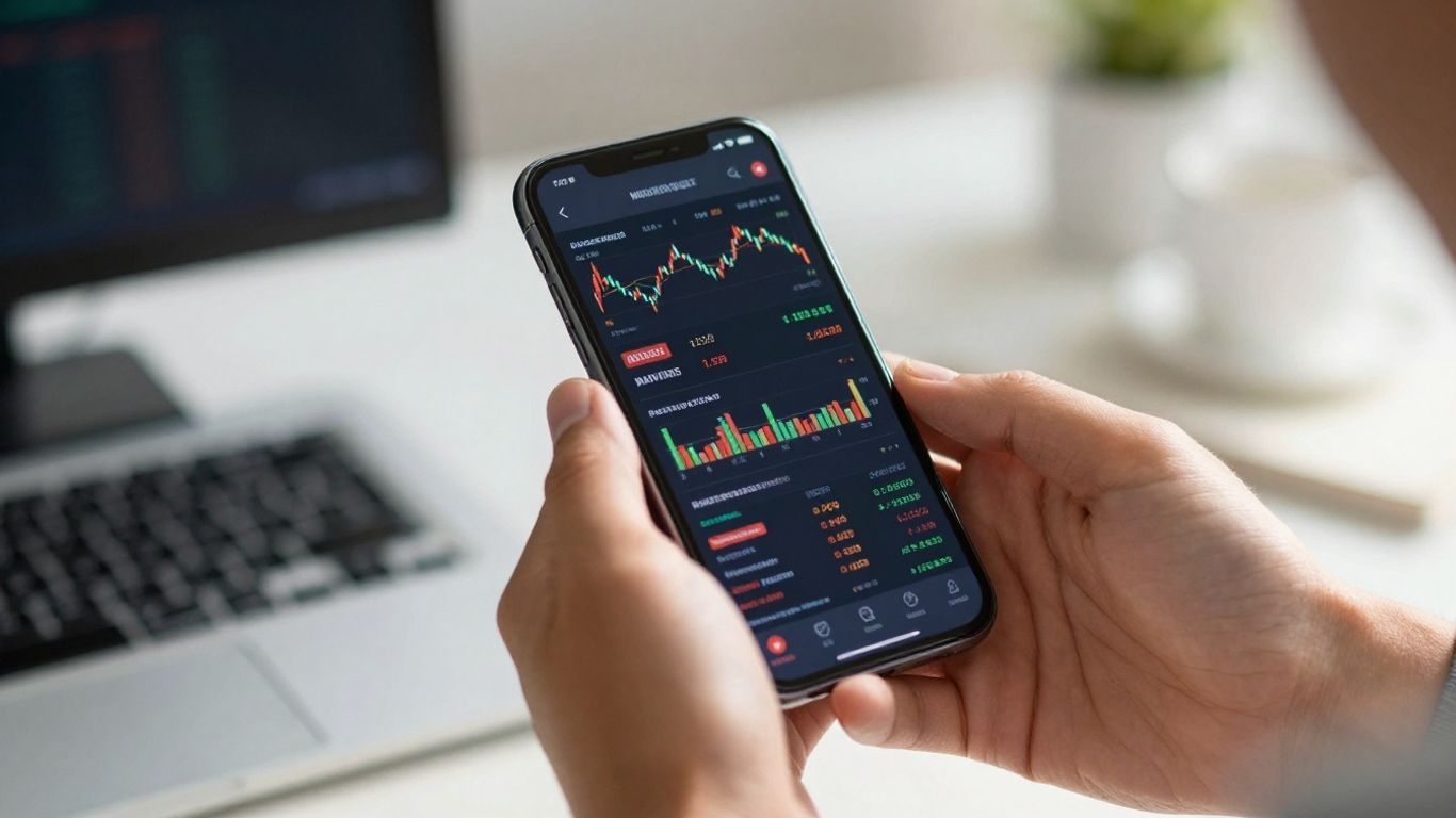 Person managing stock watchlist on a smartphone.