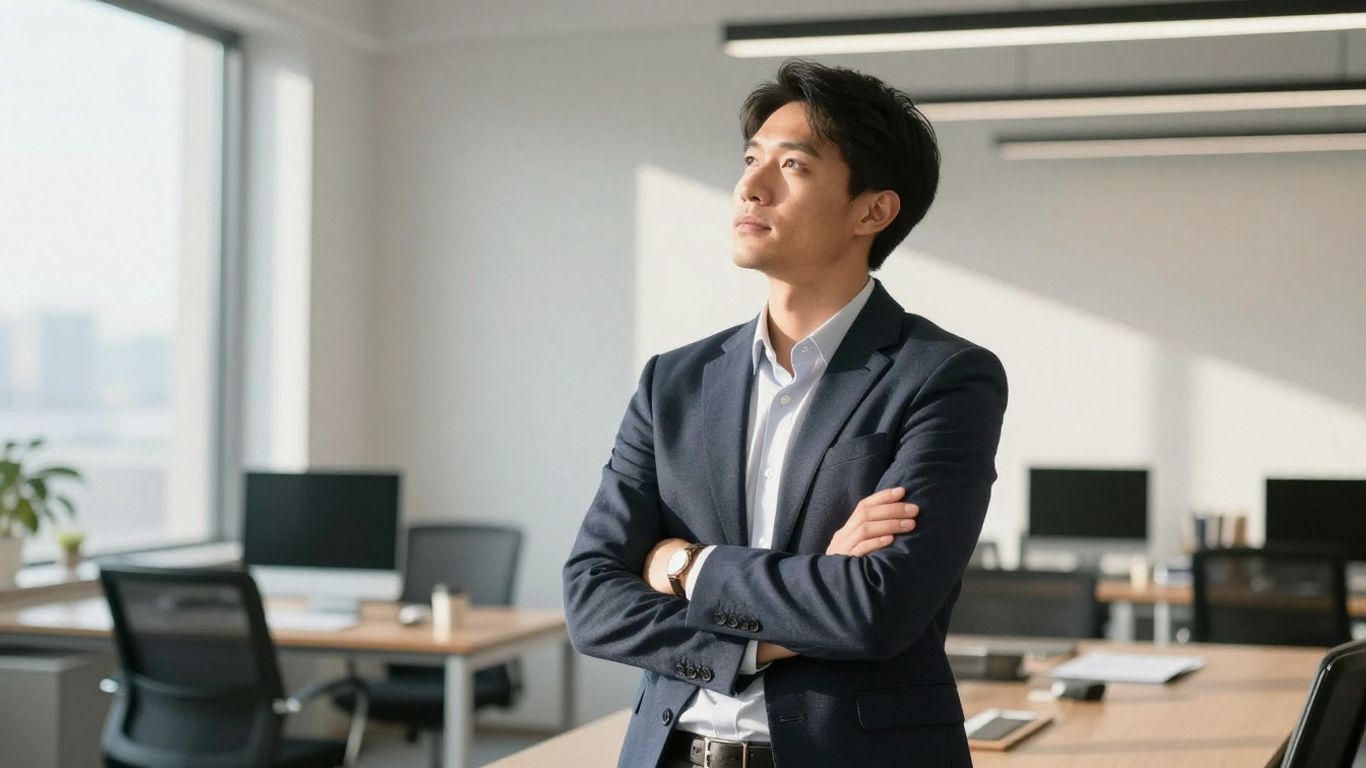 Business professional looking towards financial growth path.