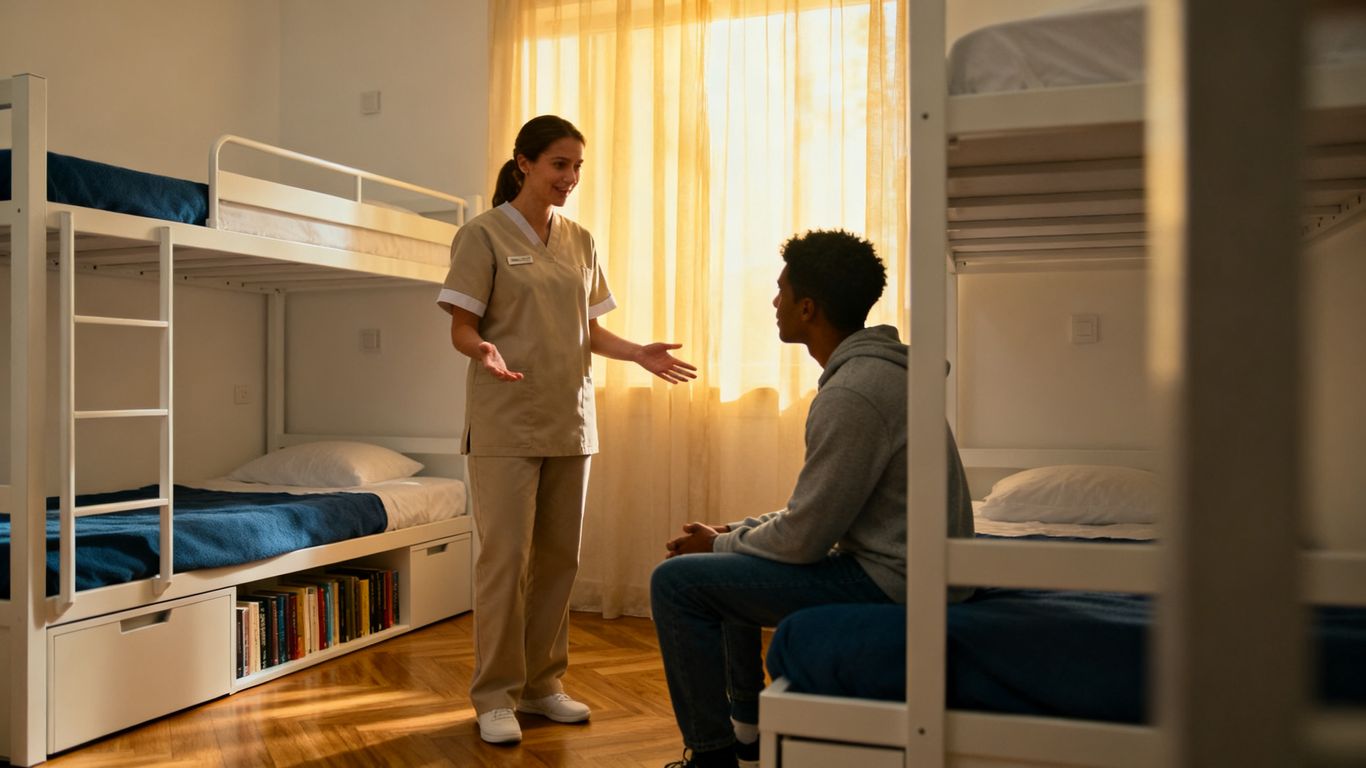Resident receiving support with medication