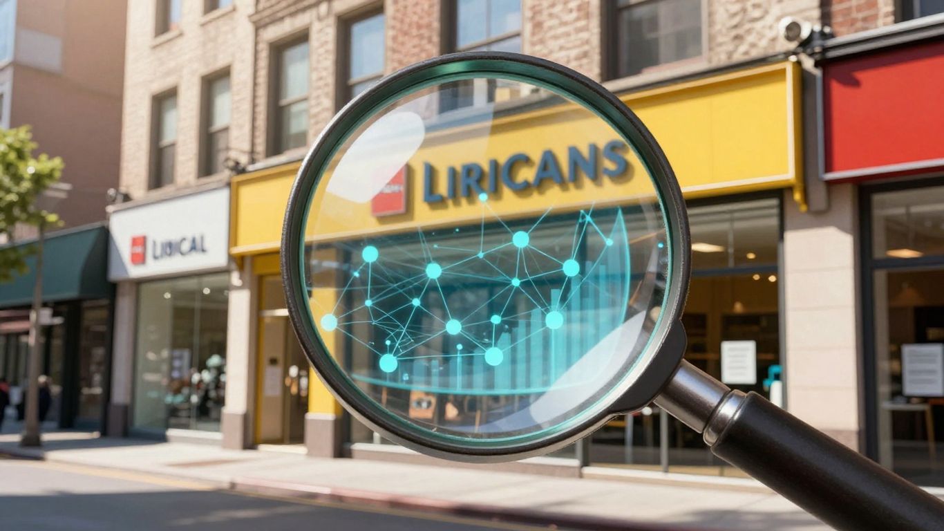 Local business growth with SEO magnifying glass